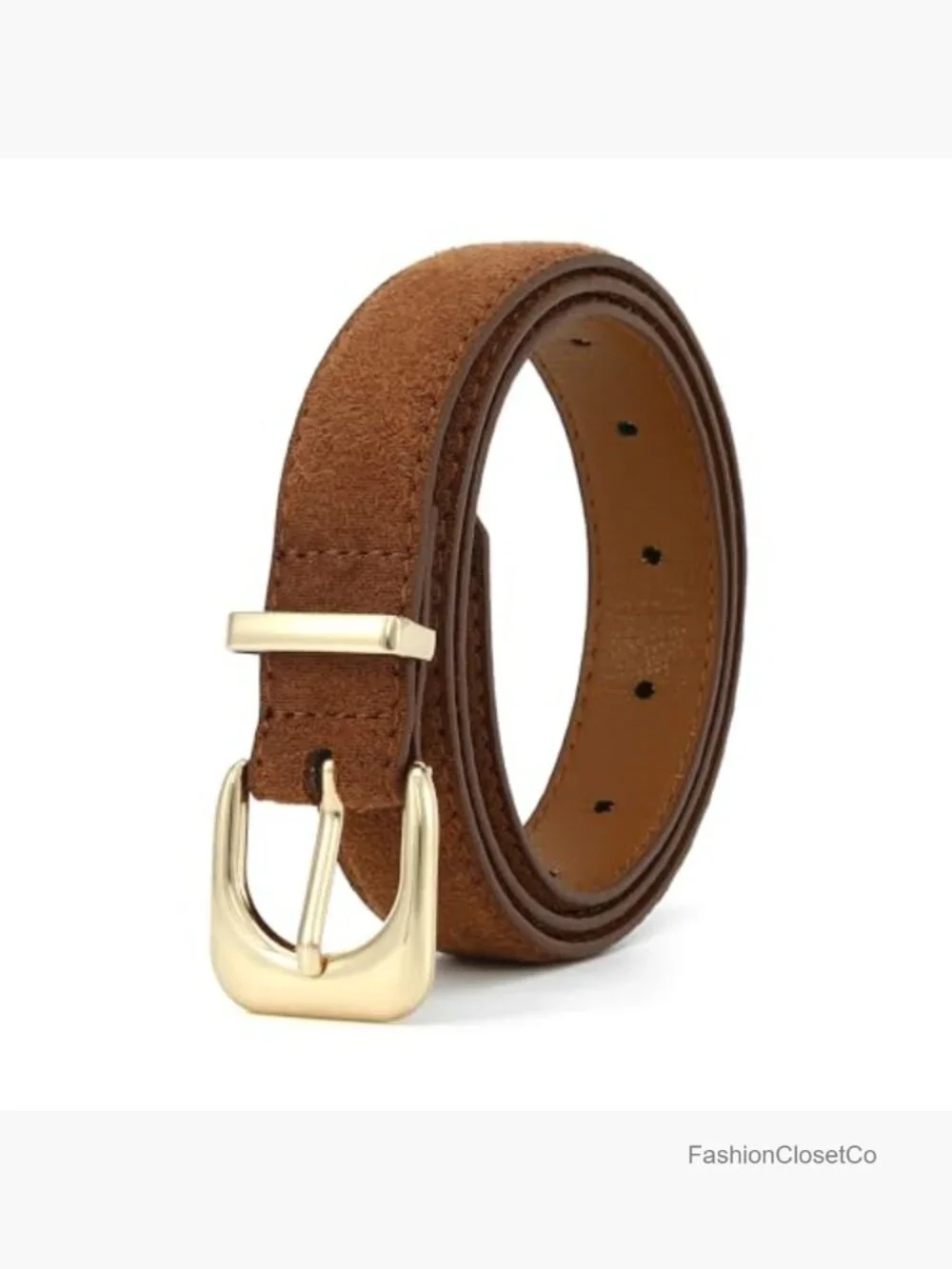 Faux Leather Waist Belt with Gold Buckle for Jeans Dresses